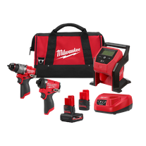 Milwaukee M12 FUEL Cordless Power Pack Brushless 3pc 3C2 12v 5Ah/2.5Ah