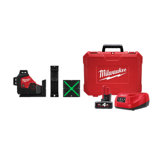 Milwaukee M12 Cross Line Laser 3x 360deg 3 Plane Green Beam 12v 4Ah