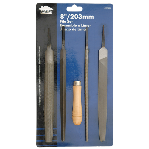 Tool House File Set 200mm 5pc with Handle