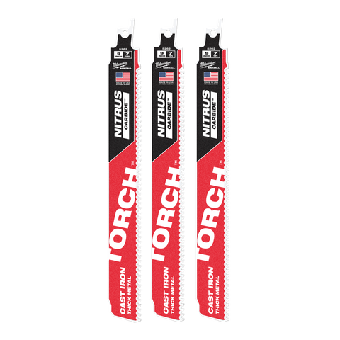 Milwaukee Sawzall  Torch With NIitrus Carbide Teeth 230mm 9in 7TPI  3pk