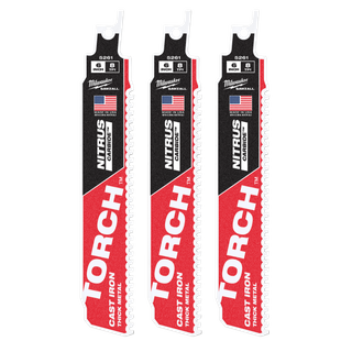 Milwaukee Sawzall Torch with Nitrus Carbide 150mm 6in 7TPI  3pk