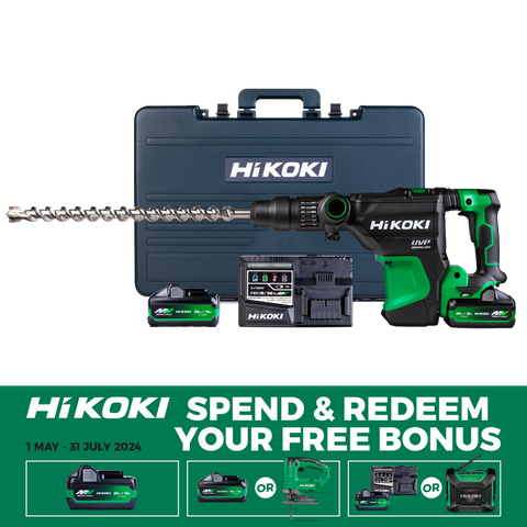 HiKOKI Cordless Rotary Hammer Drill Brushless 40mm SDS MAX 36v Kit