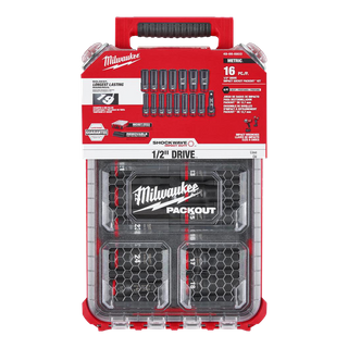 Milwaukee SHOCKWAVE Deep Impact Socket Set 1/2in Dr 16pc Metric with PACKOUT