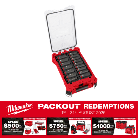 Milwaukee SHOCKWAVE Deep Impact Socket Set 1/2in Dr 16pc Metric with PACKOUT