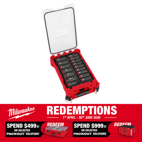 Milwaukee SHOCKWAVE Deep Impact Socket Set 1/2in Dr 16pc Metric with PACKOUT