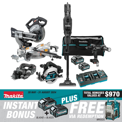 Makita XGT Cordless Black Edition Combo kit Brushless 5pc 40V 2.5Ah/4Ah