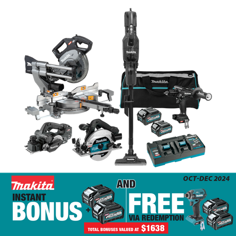 Makita XGT Cordless Black Edition Combo kit Brushless 5pc 40V 2.5Ah/4Ah