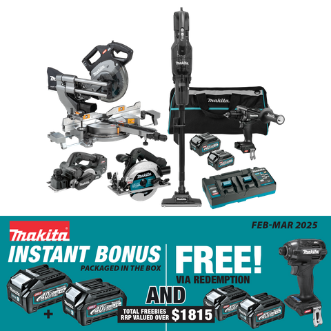 Makita XGT Cordless Black Edition Combo kit Brushless 5pc 40V 2.5Ah/4Ah