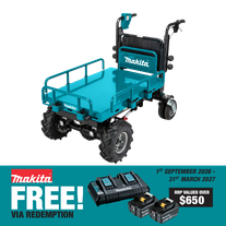 Makita Brushless Wheelbarrow Hydraulic Flat Bed 36V (2X18V) - Bare Tool