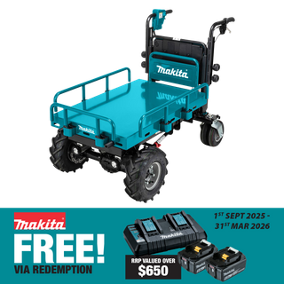 Makita Brushless Wheelbarrow Hydraulic Flat Bed 36V (2X18V) - Bare Tool