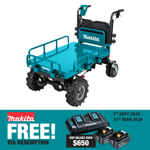 Makita Brushless Wheelbarrow Hydraulic Flat Bed 36V (2X18V) - Bare Tool