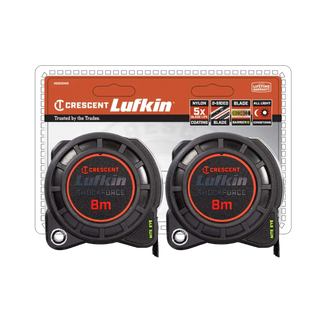 Crescent Lufkin NITE EYE Tape Measure 8m 30mm Twin Pack