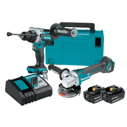 Makita LXT Cordless Hammer Drill & Angle Grinder Brushless 18v 5Ah