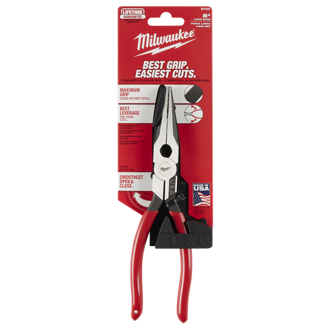 Milwaukee USA Long Nose Pliers 203mm Dipped Grip
