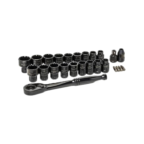 Crescent Pass-Thru Spline Drive Socket Set Metric/SAE 3/8in Dr 25pc