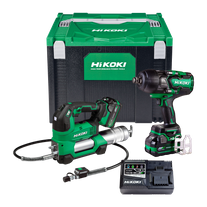 HiKOKI Cordless Grease Gun 450g & Impact Wrench 3/4in Multivolt Kit