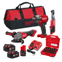 Milwaukee M18 FUEL Cordless Power Pack Brushless 3pc Kit 3AG 18V/12V 5Ah/2.5Ah