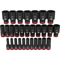 Milwaukee Shockwave Impact Socket Set 1/2in Dr Metric Deep 29pc