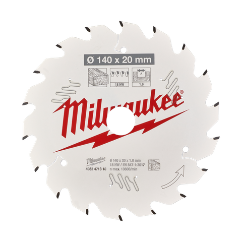 Milwaukee Circular Saw Wood Cutting Blade 140mm 18T