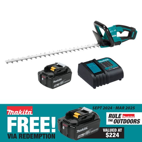 Makita LXT Cordless Brushless Hedge Trimmer 600mm 18V 5Ah