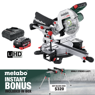 Metabo Cordless Mitre Saw 216mm with Stand 18V 5.5Ah