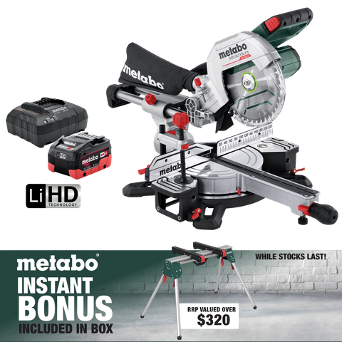Metabo Cordless Mitre Saw 216mm with Stand 18V 5.5Ah