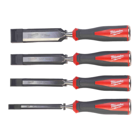 Milwaukee Beveled Edge Wood Chisel Set 4pc