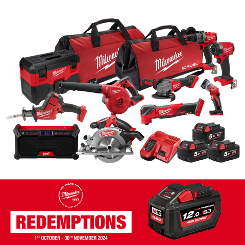 Milwaukee M18 FUEL Cordless Power Pack Brushless 10pc Kit 10A3 18V 5Ah