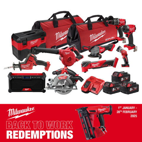 Milwaukee M18 FUEL Cordless Power Pack Brushless 10pc Kit 10A3 18V 5Ah