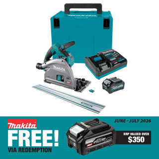 Makita XGT Cordless Plunge Saw 165mm 40v 4Ah with 3m Rail