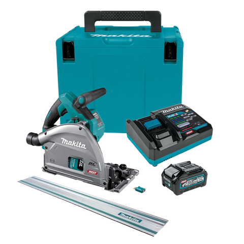 Makita XGT Cordless Plunge Saw 165mm 40v 4Ah with 3m Rail