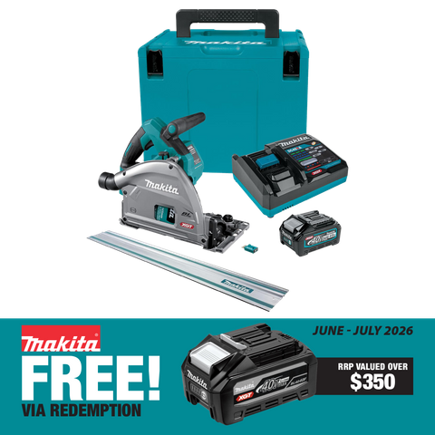 Makita XGT Cordless Plunge Saw 165mm 40v 4Ah with 3m Rail
