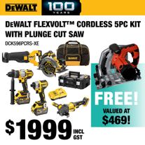 DeWalt FLEXVOLT Cordless 5pc Kit with Plunge Cut Saw