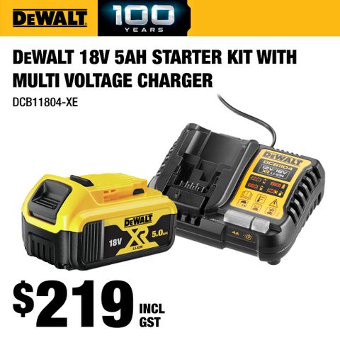 DeWalt 18V 5Ah Starter Kit with Multi Voltage Charger