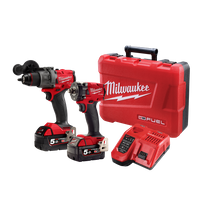 Milwaukee M18 FUEL Cordless Hammer Drill & Impact Wrench 2AB3 18V 5Ah