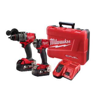 Milwaukee M18 FUEL Cordless Hammer Drill & Impact Wrench 2AB3 18V 5Ah