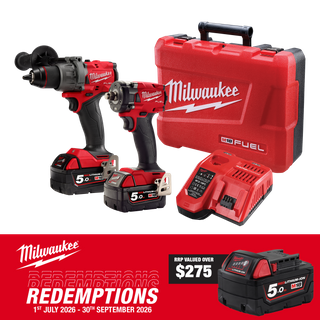 Milwaukee M18 FUEL Cordless Hammer Drill & Impact Wrench 2AB3 18V 5Ah