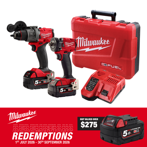 Milwaukee M18 FUEL Cordless Hammer Drill & Impact Wrench 2AB3 18V 5Ah
