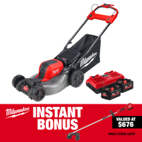 Milwaukee M18 FUEL Lawn Mower 2x 18V with Bonus Line Trimmer 8Ah