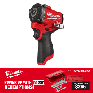 Milwaukee M12 FUEL Cordless Impact Wrench Stubby Gen2 3/8in 12V - Bare Tool
