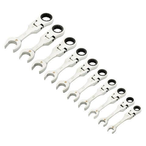 GEARWRENCH Stubby Flex Head Ratcheting Combination Spanner Metric  10pc