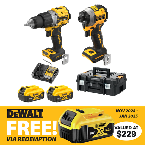 DeWalt Cordless Hammer Drill & Impact Driver Compact 18V 5Ah