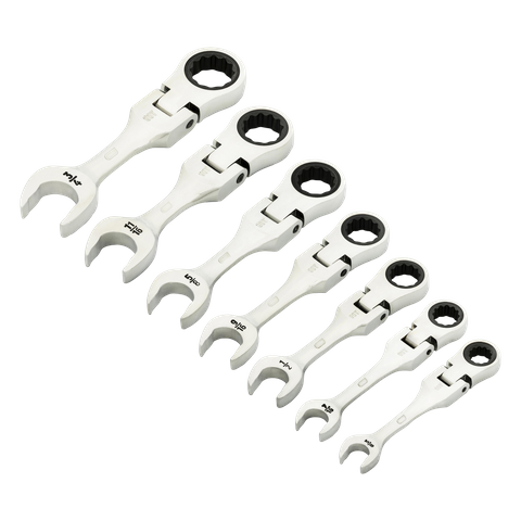 GEARWRENCH Stubby Flex Head Ratcheting Combination Spanner SAE 7pc