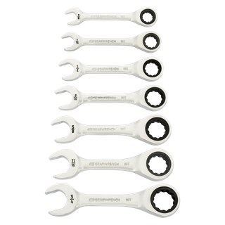GEARWRENCH Stubby Ratcheting Combination Spanner 90T SAE 7pc