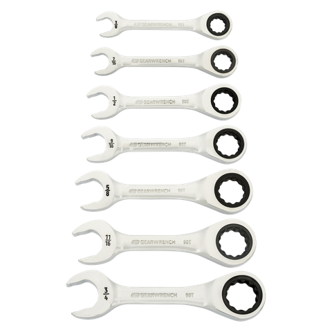 GEARWRENCH Stubby Ratcheting Combination Spanner 90T SAE 7pc