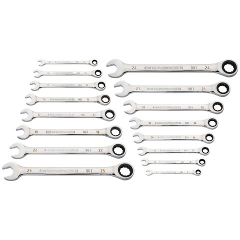 GEARWRENCH Reversible Ratcheting Combination Spanner Metric 16pc Set