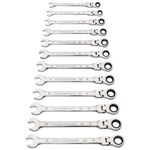 GEARWRENCH Combination Ratcheting Spanner Flex Head Metric 12pc Set