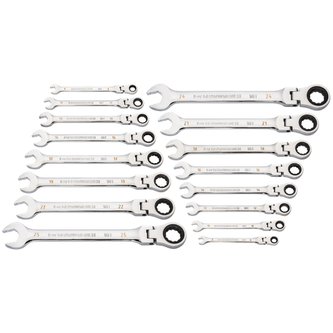 GEARWRENCH Combination Ratcheting Spanner Flex Head Metric 16pc Set