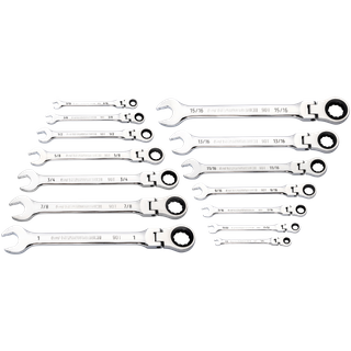 GEARWRENCH Combination Ratcheting Spanner Flex Head Set SAE 14pc