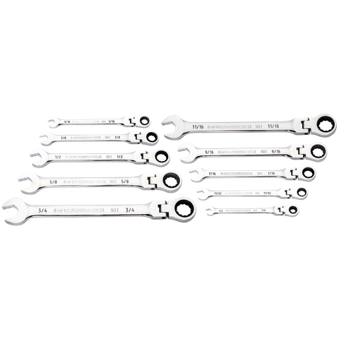 GEARWRENCH Combination Ratcheting Spanner Flex Head Set SAE 10pc